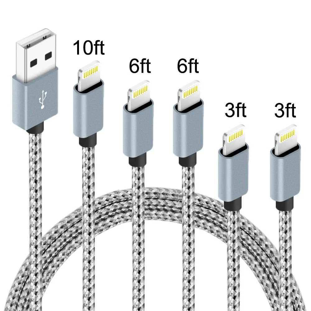 5 PACK OF NYLON BRAIDED IPHONE CHARGING CABLES FOR $9.99