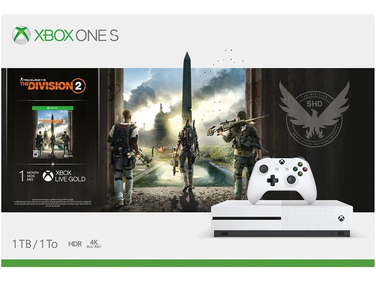 XBOX ONE S 1TB THE DIVISION 2 BUNDLE WITH MADDEN NFL 20 FOR $229.99