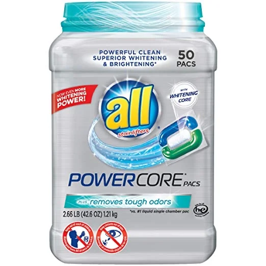 50 PACS - ALL POWERCORE LAUNDRY DETERGENT PACS FOR $8.54