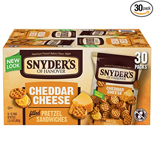 30 SNACK BAGS - SNYDER'S OF HANOVER PRETZEL SANDWICHES, CHEDDAR CHEESE FOR $6.63