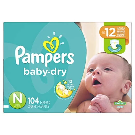 104 COUNT - SIZE 0 (< 10 LB) PAMPERS BABY DRY DISPOSABLE BABY DIAPERS FOR $23.74