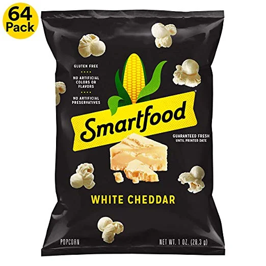 64 SNACK BAGS - SMARTFOOD WHITE CHEDDAR FLAVORED POPCORN FOR $18.28