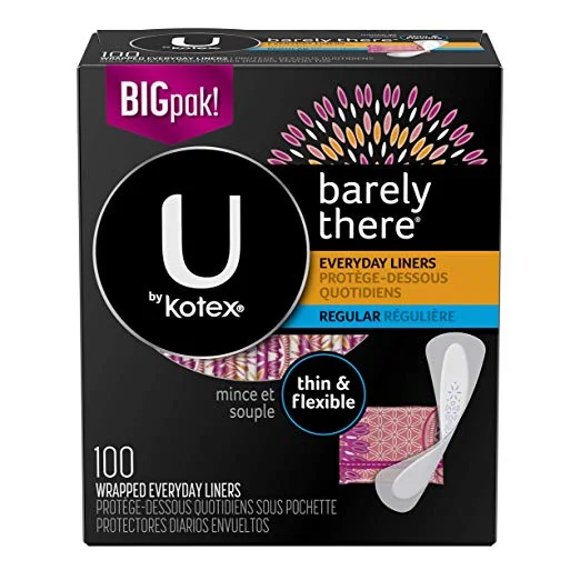 100 COUNT - U BY KOTEX BARELY THERE LINERS FOR $3.74