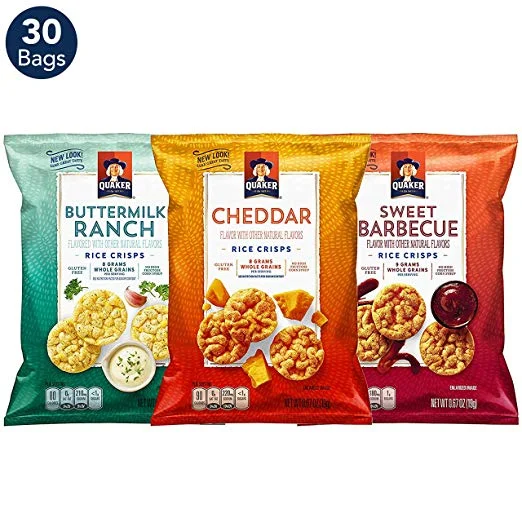 30 SNACK BAGS OF QUAKER RICE CRISPS SAVORY MIX FOR $10.94