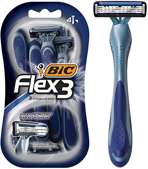 4 COUNT - BIC FLEX 3 MEN'S TRIPLE BLADE DISPOSABLE RAZOR FOR $2.16