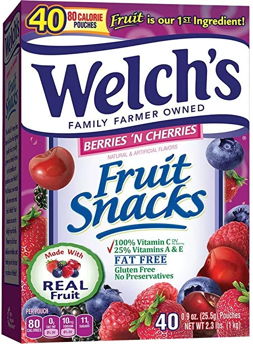 40 COUNT - WELCH'S BERRIES 'N CHERRIES FRUIT SNACKS FOR $5.97