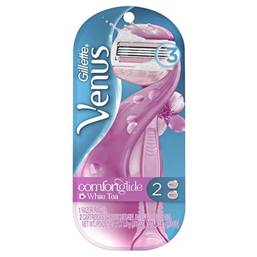 GILLETTE VENUS COMFORTGLIDE WHITE TEA WOMENS RAZOR - 1 HANDLE + 2 REFILLS FOR $5.97