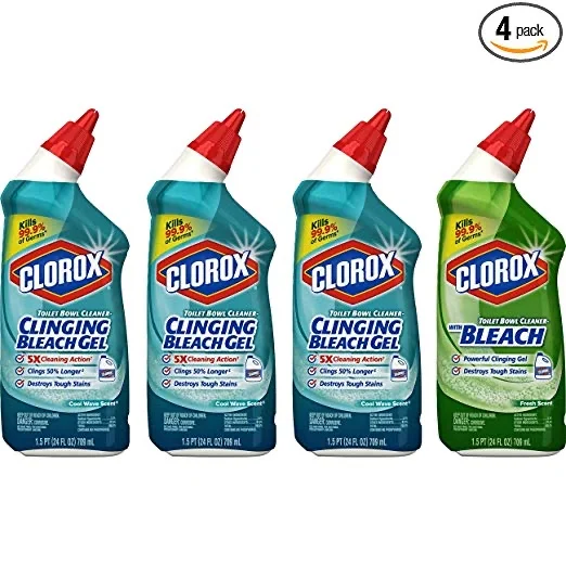 4 PACK - CLOROX TOILET BOWL CLEANER WITH BLEACH VARIETY PACK FOR $7.40