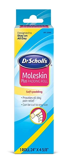 DR. SCHOLL’S MOLESKIN PLUS PADDING ROLL, ALL-DAY PAIN RELIEF AND PROTECTION FROM SHOE FRICTION FOR $1.61