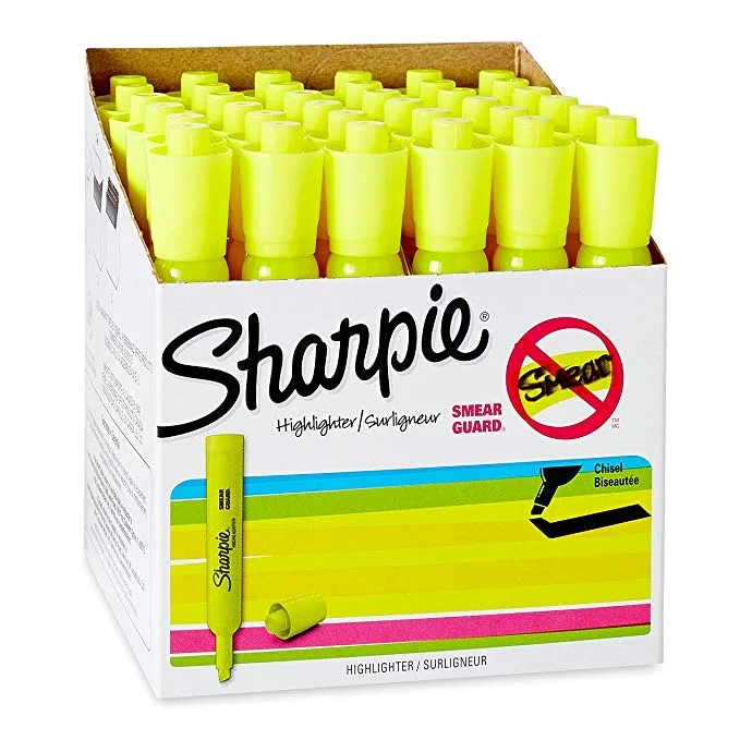 BOX OF 36 - SHARPIE TANK STYLE YELLOW HIGHLIGHTERS FOR $11.96