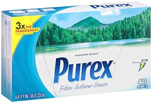 40 SHEETS - PUREX FABRIC SOFTENER DRYER SHEETS, MOUNTAIN BREEZE FOR $1.40