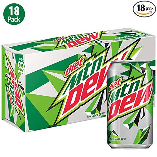 18 PACK - DIET MOUNTAIN DEW, 12 FL OZ CANS FOR $4.96