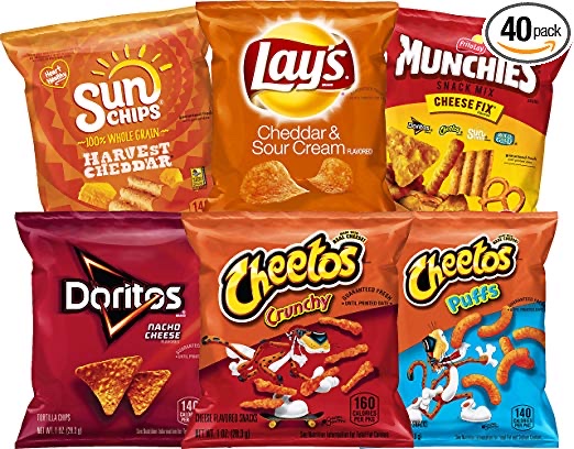 40 SNACK BAGS - FRITO-LAY CHEESY MIX VARIETY PACK FOR $10.52