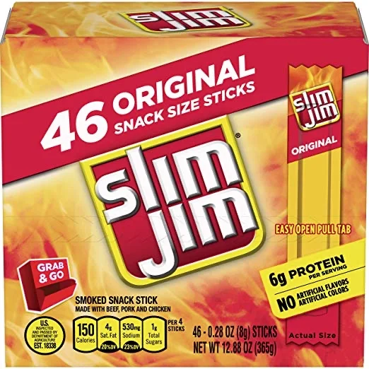 46 COUNT - SLIM JIM SMOKED SNACK STICK PANTRY PACK FOR $8.19