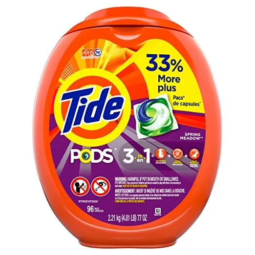 96 PACS - TIDE PODS LAUNDRY DETERGENT LIQUID PACS, SPRING MEADOW FOR $18.37