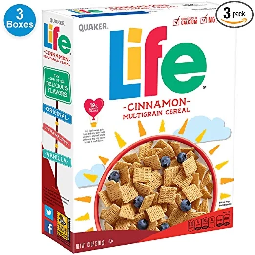 3 BOXES - QUAKER LIFE CINNAMON CEREAL FOR $4.71