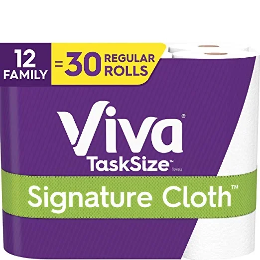 12 FAMILY ROLLS - VIVA SIGNATURE CLOTH TASKSIZE PAPER TOWELS FOR $20.64