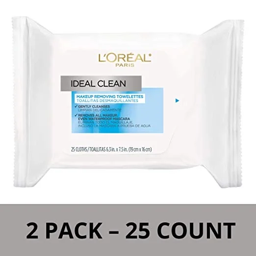 2 PACK - L’OREAL PARIS SKIN CARE IDEAL CLEAN MAKEUP REMOVING FACIAL TOWELETTES (25 WIPES PER PACK) FOR $7.48