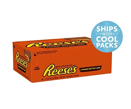 36 PACKS - REESE’S PEANUT BUTTER CUPS FULL SIZE CANDY FOR $17.10