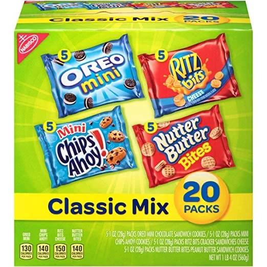 PACK OF 20 - NABISCO CLASSIC MIX VARIETY PACK WITH COOKIES AND CRACKERS FOR $6.63