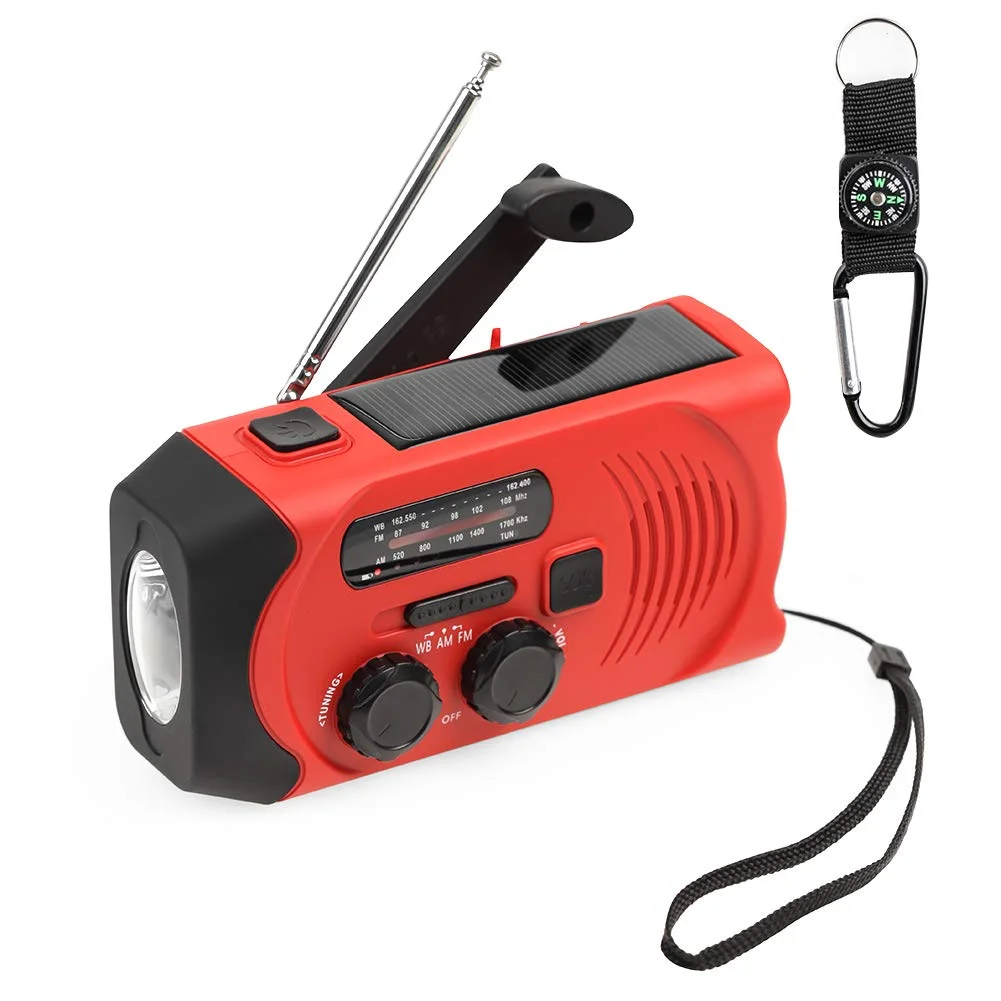20,00MAH POWER BANK WITH HAND CRANK RADIO, FLASHLIGHT &amp; COMPASS LANYARD FOR $14.99