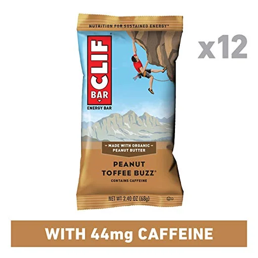 12 PACK - CLIF BAR - ENERGY BARS - PEANUT TOFFEE BUZZ FOR $9.20