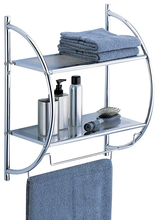 ORGANIZE IT WALL MOUNT 2-TIER CHROME BATHROOM SHELF WITH TOWEL BARS FOR $14.99