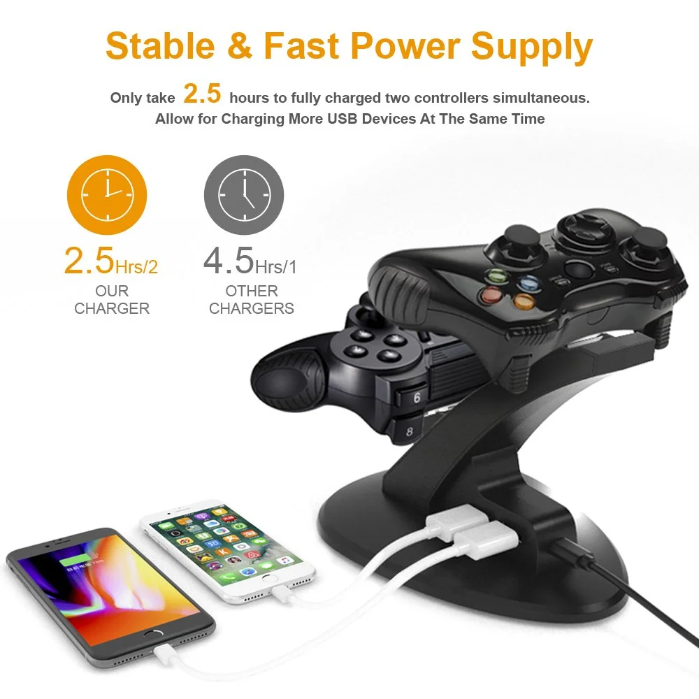 DUAL PS4 CONTROLLER CHARGING STATION + DUAL USB CHARGING STATION FOR $6.85