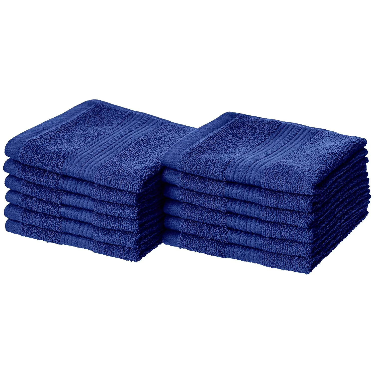 PACK OF 12 - AMAZONBASICS FADE-RESISTANT COTTON NAVY BLUE WASHCLOTHS FOR $6.16