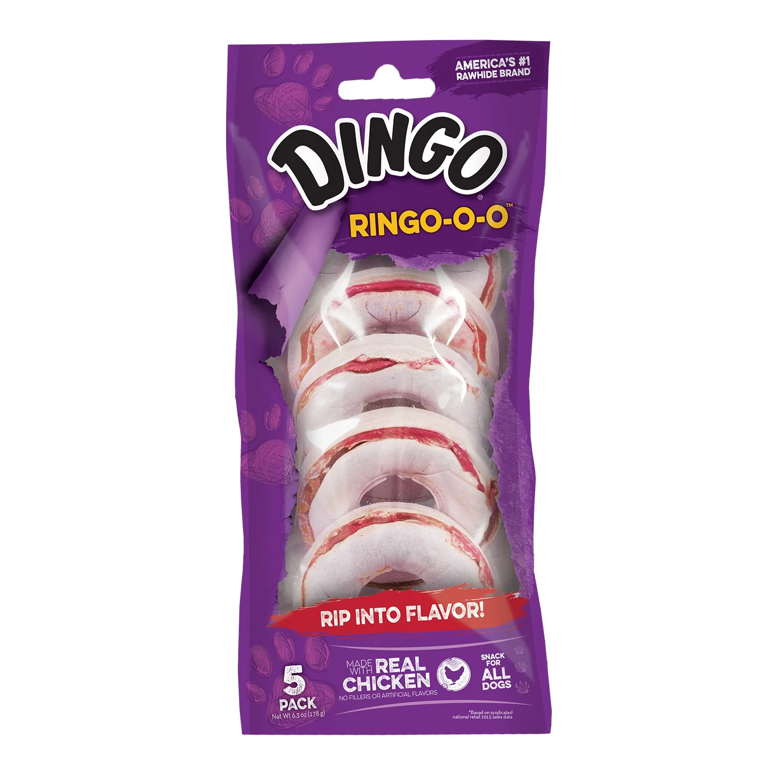 PACK OF 5 - DINGO NON-CHINA SOURCED PREMIUM RING-O-O DOG CHEWS FOR $2.53