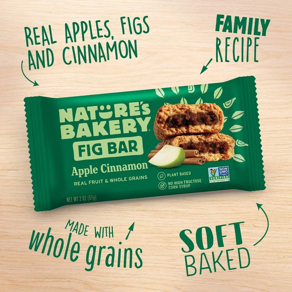 12 PACK - NATURE'S BAKERY WHOLE WHEAT FIG BARS, APPLE CINNAMON FOR $4.70