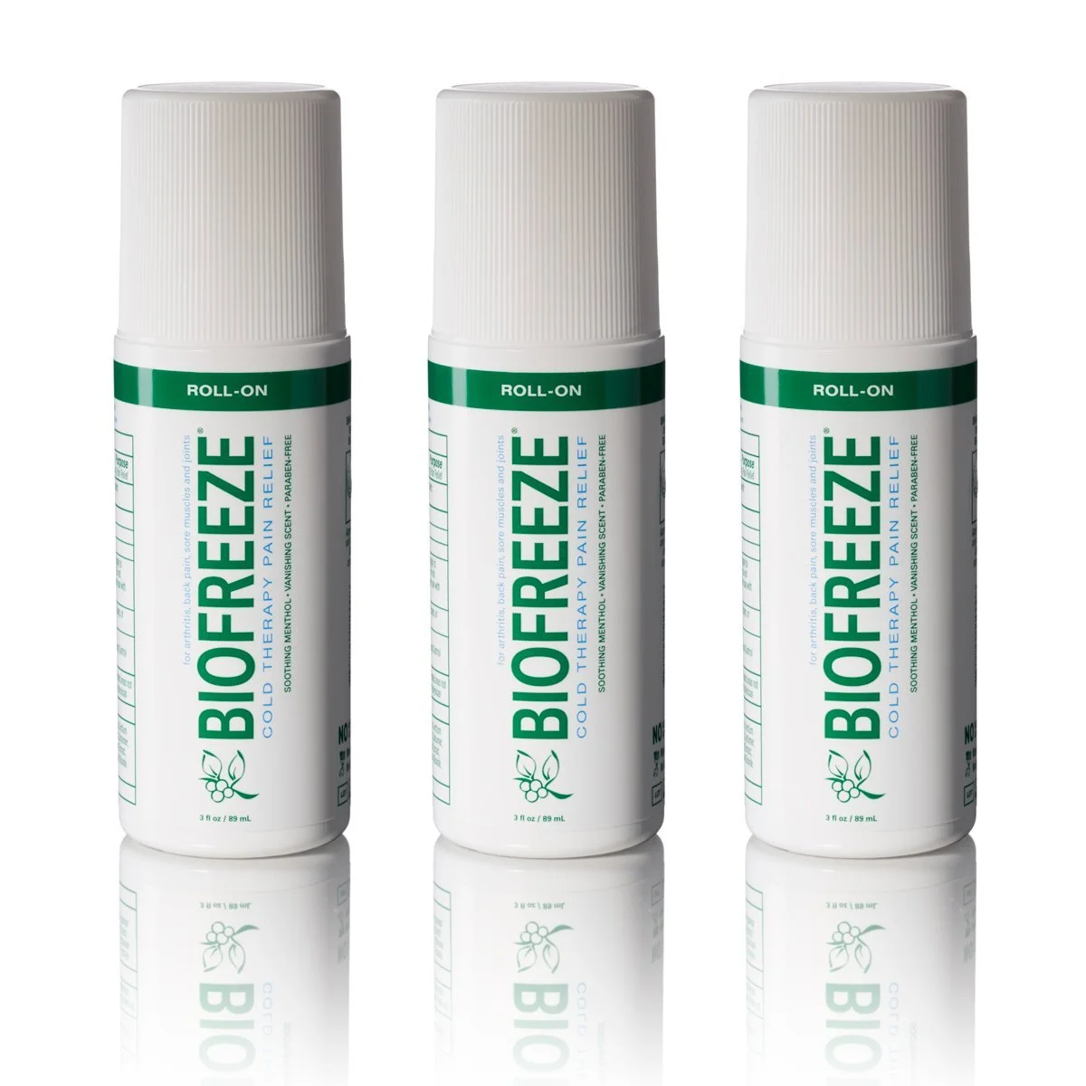 PACK OF 3 - BIOFREEZE PAIN RELIEF GEL, 3 OZ. ROLL-ON FOR $17.78