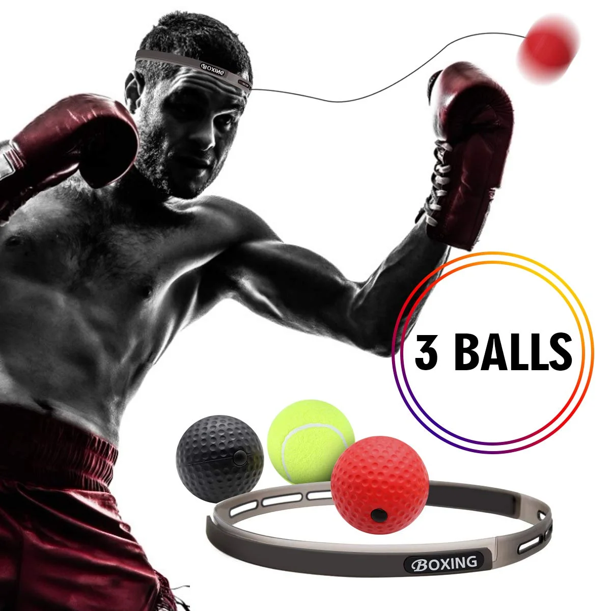 BOXING REFLEX BALLS ON STRING WITH HEADBAND FOR $5.04