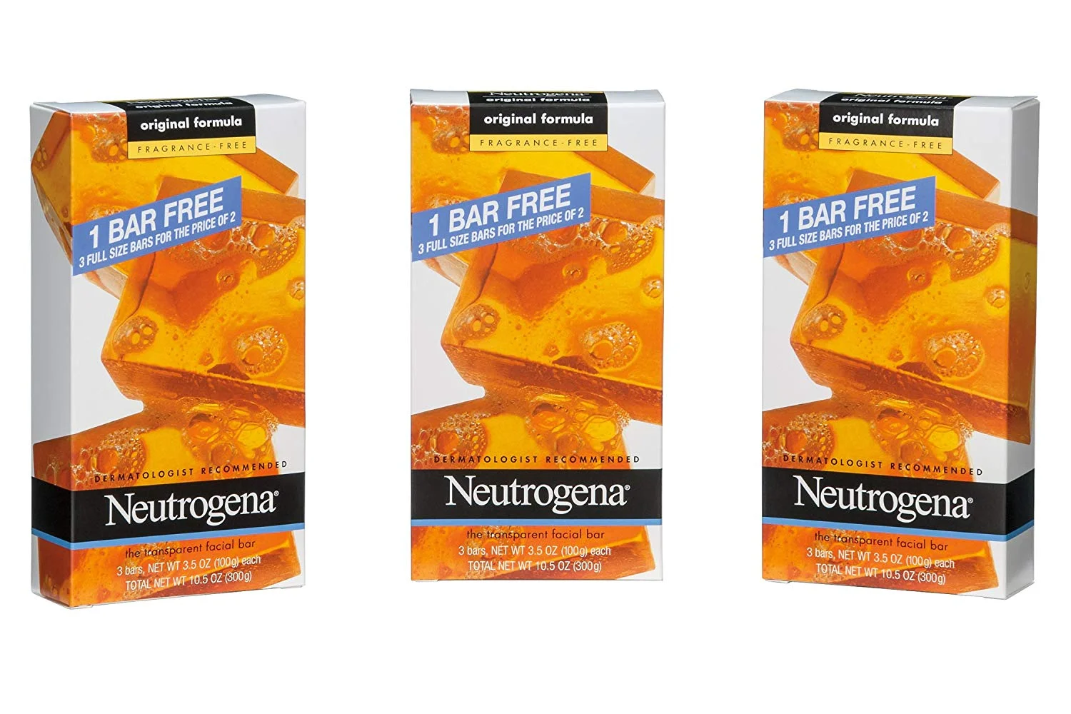 PACK OF 6 - NEUTROGENA TRANSPARENT FACIAL BARS FOR $16.36