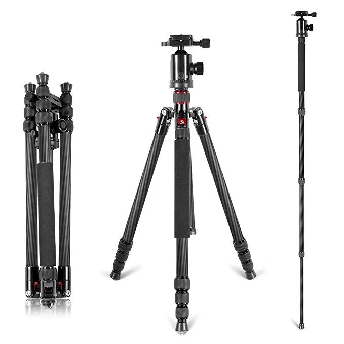 NEEWER 66-INCH CARBON FIBER 2-IN-1 TRIPOD/MONOPOD WITH BALL HEAD FOR $64.99