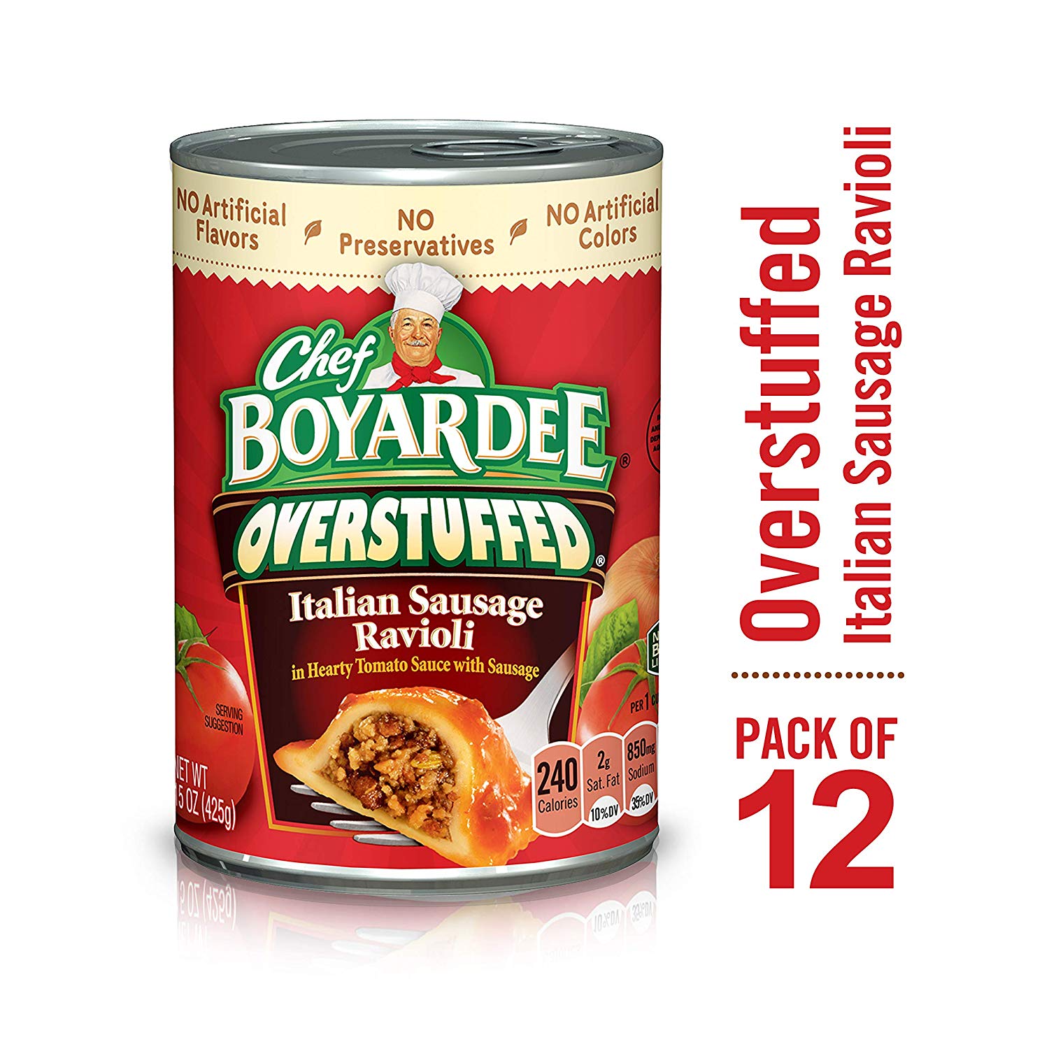 PACK OF 12 - CHEF BOYARDEE OVERSTUFFED ITALIAN SAUSAGE RAVIOLI FOR $11.51