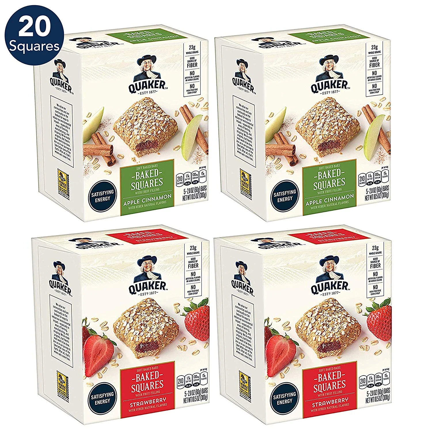 4 BOXES OF QUAKER APPLE CINNAMON &amp; STRAWBERRY SOFT BAKED SQUARES FOR $8.47
