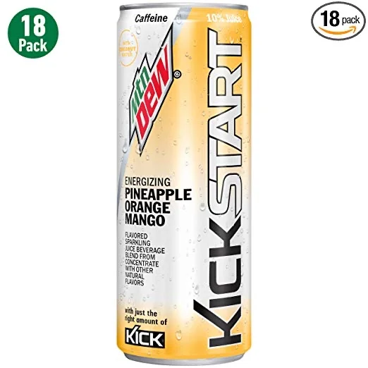 18 PACK - MOUNTAIN DEW KICKSTART, PINEAPPLE ORANGE MANGO FOR $10.80