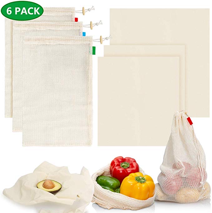 3 PACK OF BEESWAX PRODUCE WRAP + 3 PACK OF REUSABLE PRODUCE BAGS FOR $5.95