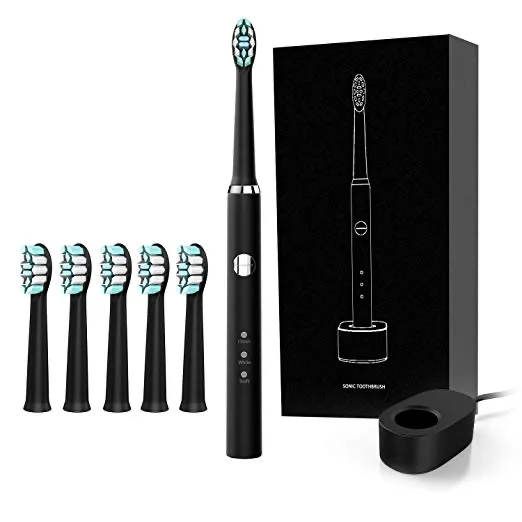 SONIC ELECTRIC TOOTHBRUSH WITH 6 BRUSH HEADS FOR $15.59