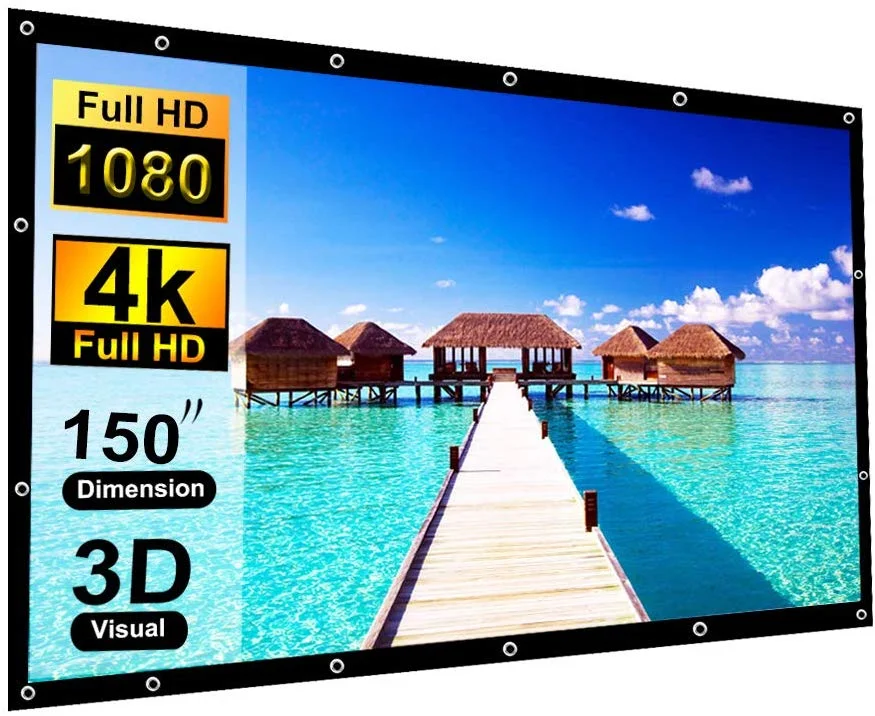 150-INCH 16:9 HD 4K PROJECTOR SCREEN FOR $20.98