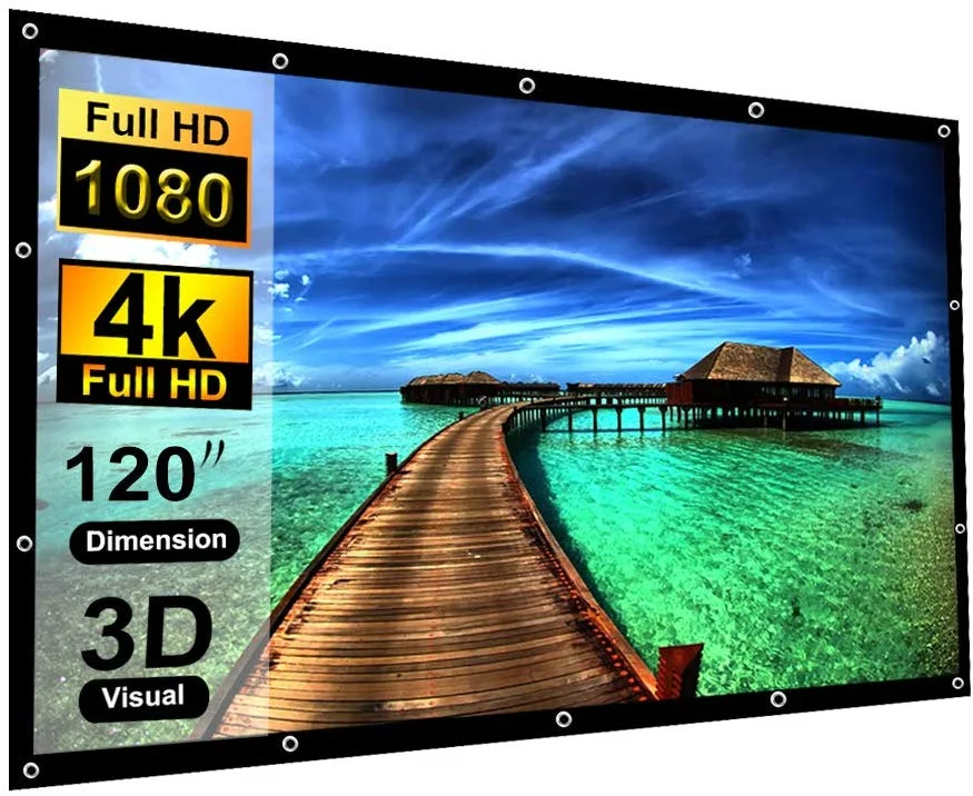 120-INCH 16:9 HD 4K PROJECTOR SCREEN FOR $10.15