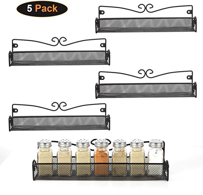 5 PACK - WALL MOUNT SPICE RACKS FOR $10.49