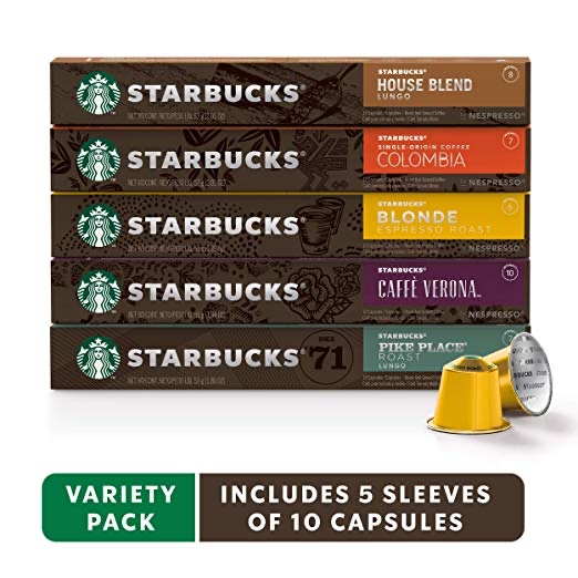PACK OF 50 - STARBUCKS FOR NESPRESSO VARIETY PACK FOR $32.40