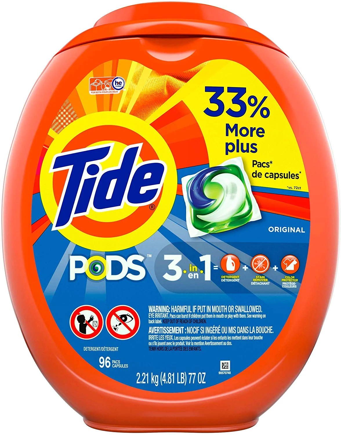 96 PACS - TIDE PODS LAUNDRY DETERGENT LIQUID PACS, ORIGINAL SCENT FOR $12.13