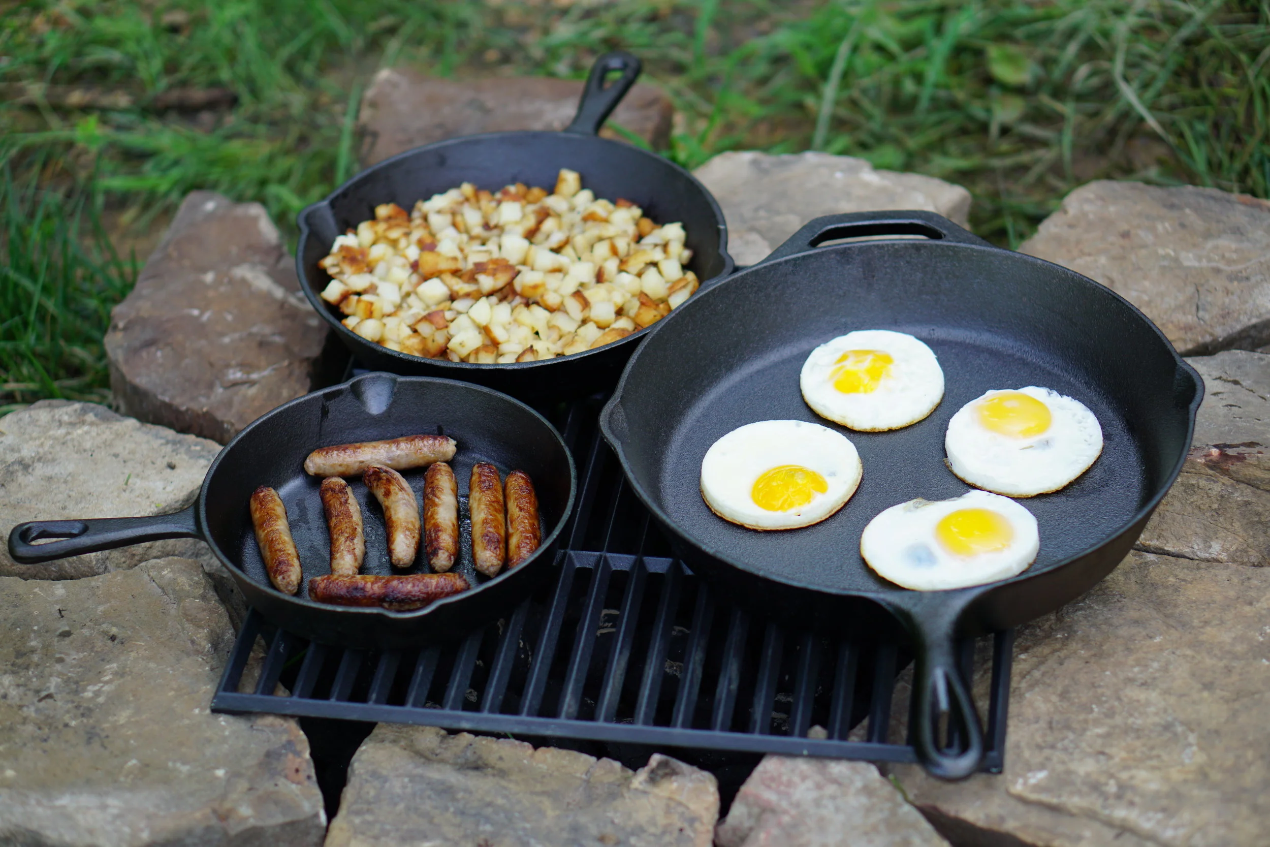 OZARK TRAIL 3 PIECE CAST IRON SKILLET SET FOR $18.99