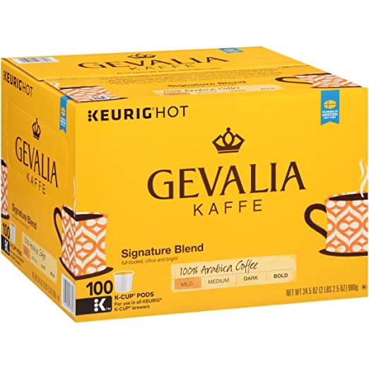 100 COUNT OF GEVALIA SIGNATURE BLEND K-CUPS FOR $26.59