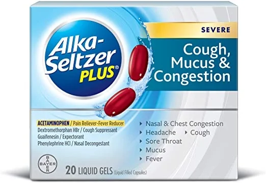20 LIQUID GELS - ALKA-SELTZER PLUS SEVERE COUGH, MUCUS, AND CONGESTION FOR $3.66