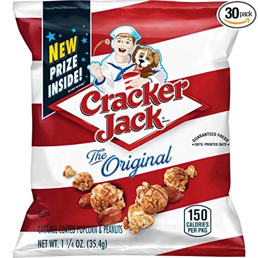 30 SNACK BAGS - CRACKER JACK ORIGINAL CARAMEL POPCORN &amp; PEANUTS FOR $10.28