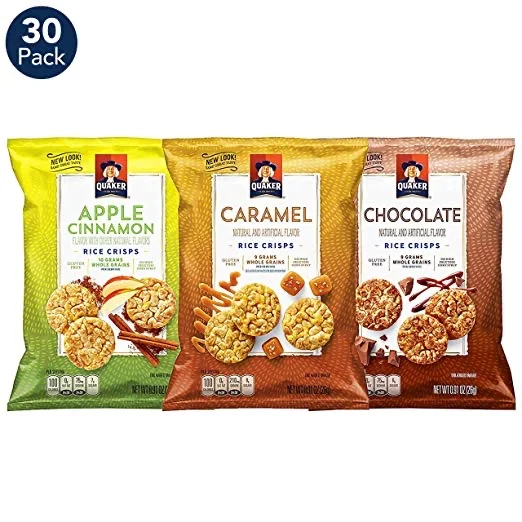 30 SNACK BAGS - QUAKER RICE CRISPS 3-FLAVOR SWEET VARIETY FOR $11.89